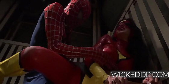 busty spiderwoman hooks up with spiderman
