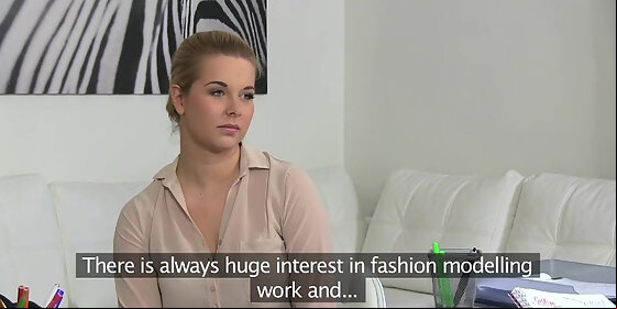femaleagent natural busty curvy blonde enjoys first lesbian casting